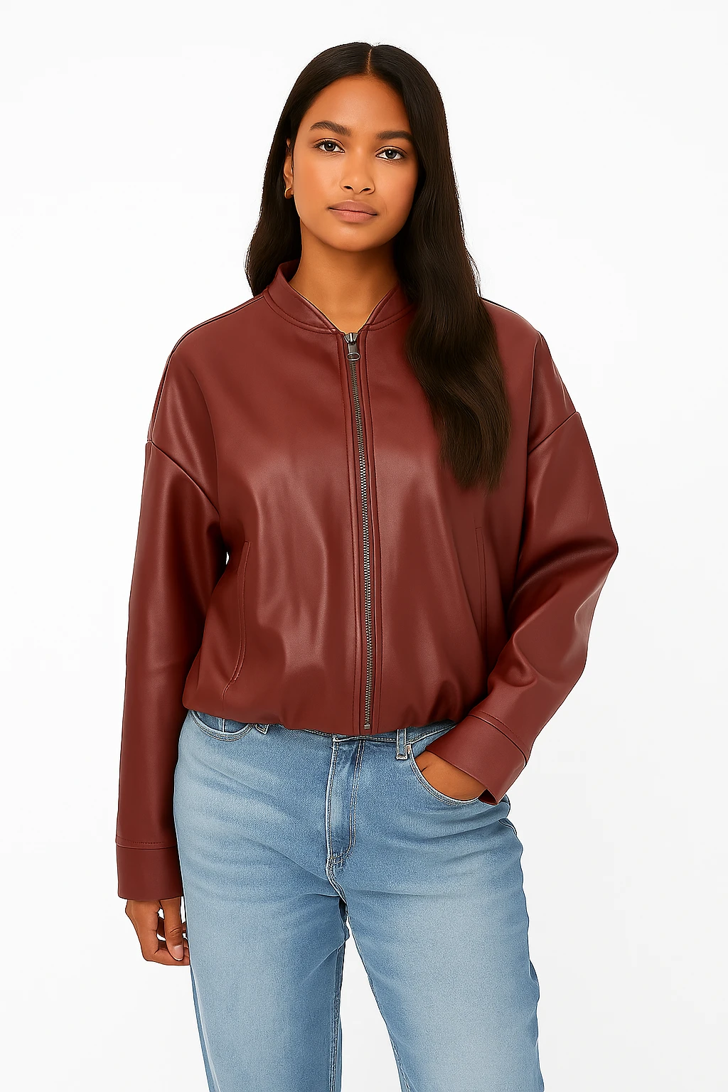CHAQUETA POLIPIEL COLOR BURGUNDY's foto | OLIVIA SHOP |  BizneCubano